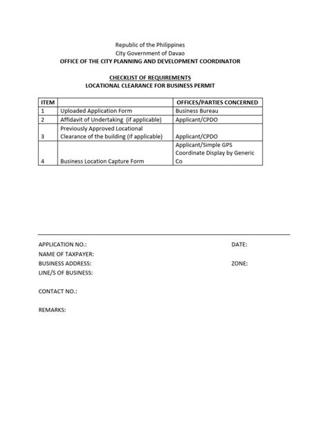 1. LOCATIONAL CLEARANCE FOR BUSINESS PERMIT: NEW (AT BUSIN.